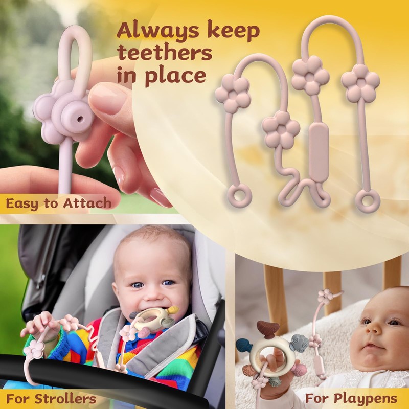 3 Packs Teether Rings for 0-6 6-12 Months Babies, Teething