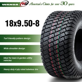 WANDA WANDA Set 2 18x9.50-8 Lawn Mower Utility Cart Turf Tires 18x9.5x8 P332-13032
