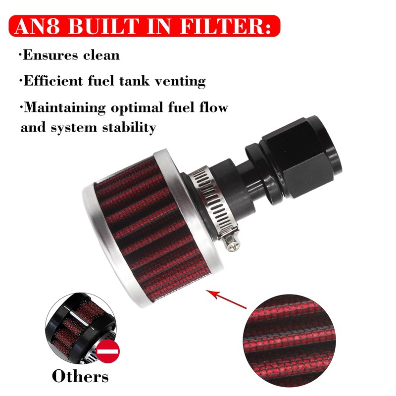 Fuel Cell Breather/Vent -8 AN Female Fitting with Filter Rebuild