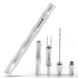 KEENSUN 3-in-1 Cigar Punch Tool Set with Cigar Punch(8mm), Cigar Draw Enhancer Cutter and Twin Nubber (Silver)