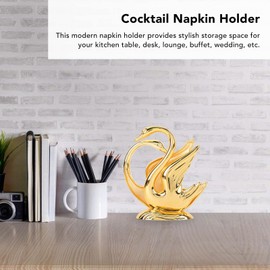 Metal Vertical Napkin Holder Organizer Metal Swan Upright Napkin Holder Swan Napkin Holder Golden Metal Napkin Holders Swan Design Rustproof Alloy Eleg Style Metal Napkin Holder for Napkin Bar Hotel