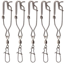 Fly Rope Fishing Tuna Clips Stainless Steel Snap Clips Rolling Swivel Duo Lock Snap Branch Hangers 15 Pcs