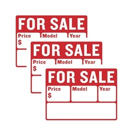 9" X 12" Car For Sale Sign for Car and Vehicles Auto Sales (2-Line) - 3PC
