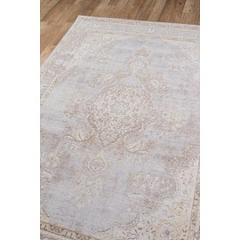 Momeni Rugs Isabella Traditional Medallion Flat Weave Area Rug, 4' X 6', Grey