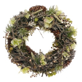 CREAFLOR HOME Door Wreath Table Wreath Decorative Wreath Approx. 34 cm with Hydrangeas White/Green