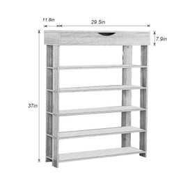 DlandHome Shoe Rack Shoe Storage Cabinet, 5 Tier Shoe Racks, Wooden Shoes Heels Sneakers Storage Cabinet Organizer for Entryway, Hallway, Closet or Living Room,Black