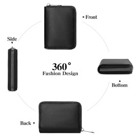 SENDEFN Women's Credit Card Holder Small Leather Card Case Compact ID Case Organizer Zipper Ladies Wallet with 22 Slots