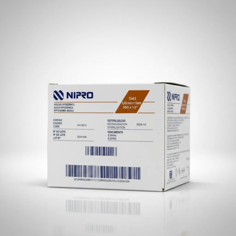 Aguja HiPodérmica Calibre 26gx13mm Cafe Nipro Caja C/100 0 Ml