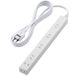 ELECOM T-NSLK-2630WH Power Tap, Wide Outlet with 5 AC Adapters, Includes Lightning Guard, 6 Outlets, 9.8 ft (3 m), White