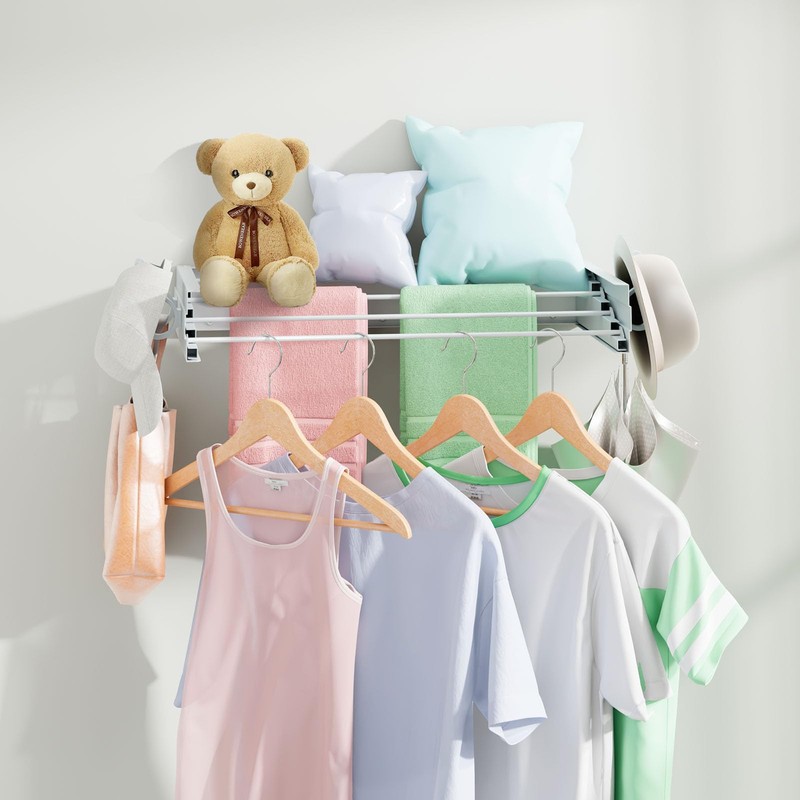 Wall Mounted Clothes Drying Rack for Laundry 23.6", Folding Clothes