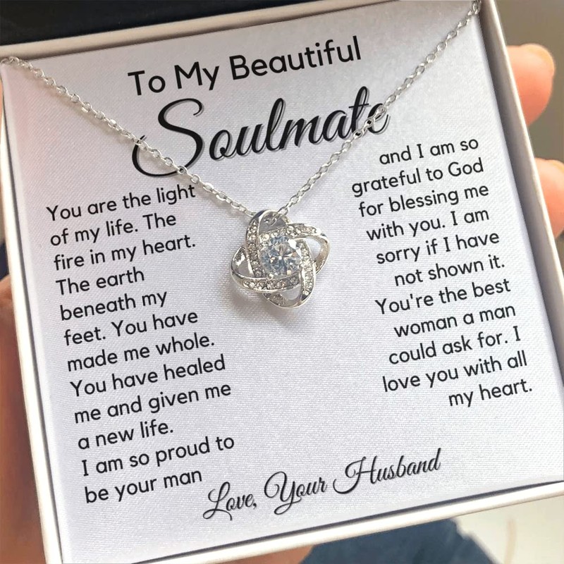 To My Soulmate Love Knot Necklace - My Lovely Wife,