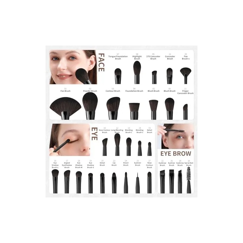 Docolor Juego De Brochas De Maquillaje Profesional, 30 De De