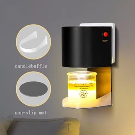 EMINLONA Candle Warmer Lamp,Hidden Candle Warmer for Bathroom Bedroom,Mini Candle Lamp Warmer for Jar Candles,With Two 20 Watt Bulbs Candle Lamp. (Black)