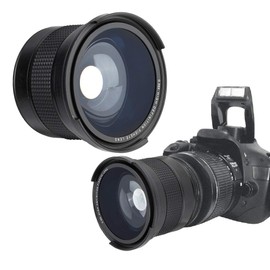 58MM 0.35X Fisheye Super Wide Angle Lens for SLR DSLR Camera Black, Fisheye Lens Compatible With 58mm Lenses, 58mm Fisheye For Most Of Slr Camera And Digital Camera.
