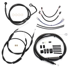 16" Handlebars Extended Wire Kit for Harley Softail 2011-2015 with ABS Models, Complete Extension Wire Clutch Cable, Brake Line, Throttle Cable, CAN-Bus and Front Turn Signal Wire Harness, Black