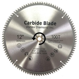 VORTEX DIAMOND VAB 12 Inch 100 Teeth TCT Non-Ferrous Metal Cutting Circular Saw Blade with 5/8"-1" Arbor (12 Inch 100 Teeth)
