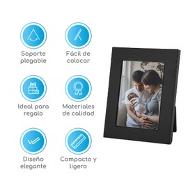 Ofidosel Set de 2 portaretratos Chicos metálicos para fotografías. Porta Retratos de Fotos 8.5 x 11 cm clásico y Elegante con Soporte para ángulo Vertical. Marco fotografico. Picture Frame (Negro)