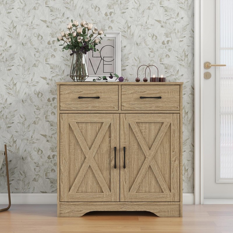 Panana Sideboard 2 Drawers 2 Doors Entryway Storage Cabinet Living