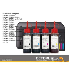 Octopus Refill Ink Compatible for Epson 104, EcoTank ET-2710, ET-2711, ET-4700 Cyan (Non OEM) 250 ml