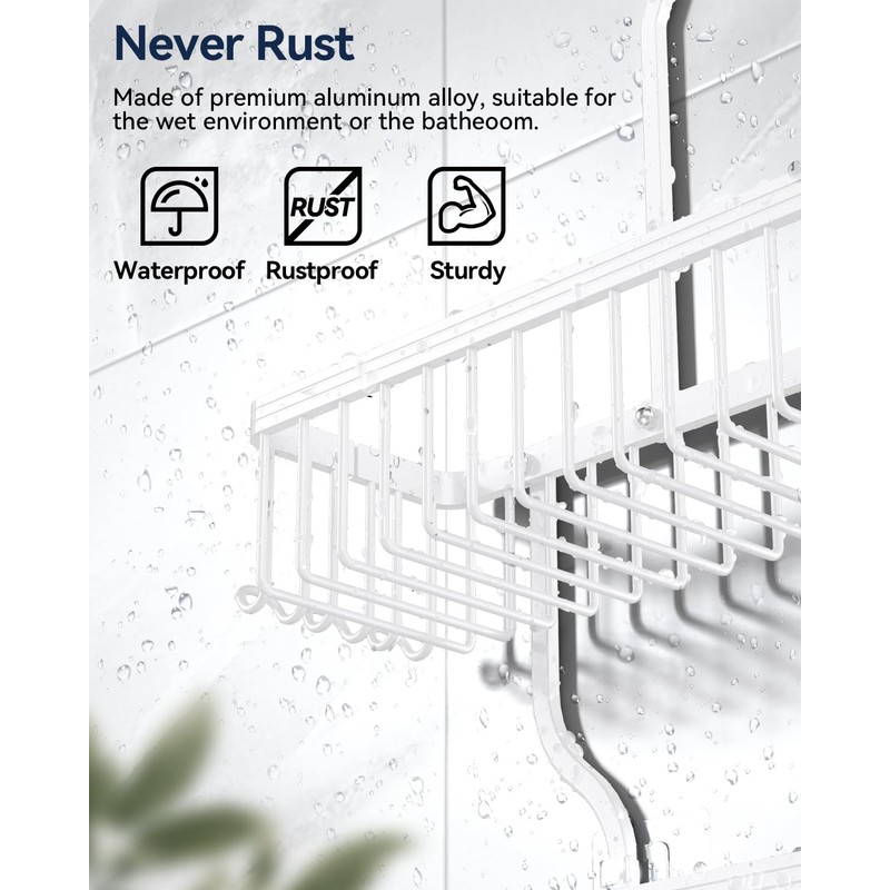 YASONIC Shower Caddy - Never Rust Aluminum Organizer - Over