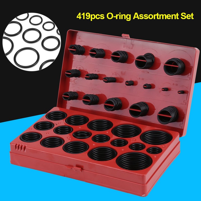 419pcs O Ring Assortment Set Seal Gasket Universal Rubber O