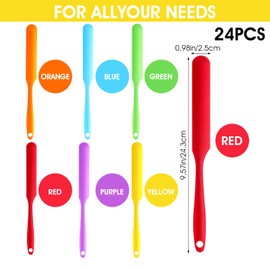 24pcs Jar Spatula,Silicone Jar Scraper with Long Handle,Jam Spreader Cake Cream Butter Spatulas, Silicone Spatula Waxing Applicator for Home Salon Body Use