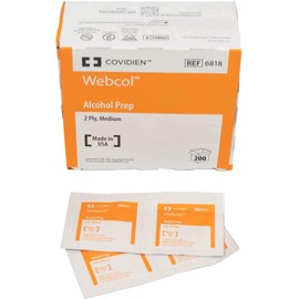 Webcol Alcohol Prep Pad 70% Strength Isopropyl Alcohol Individual Packet Medium Sterile Case of 4000
