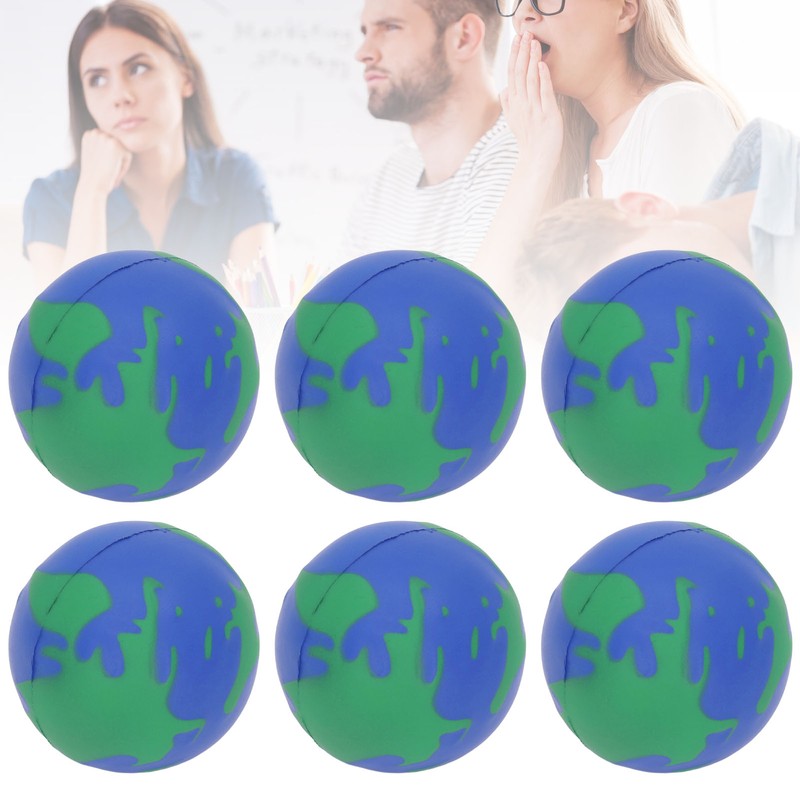 12PCS Globe Soft Ball 63mm Squeezable PU Portable Earth Stress