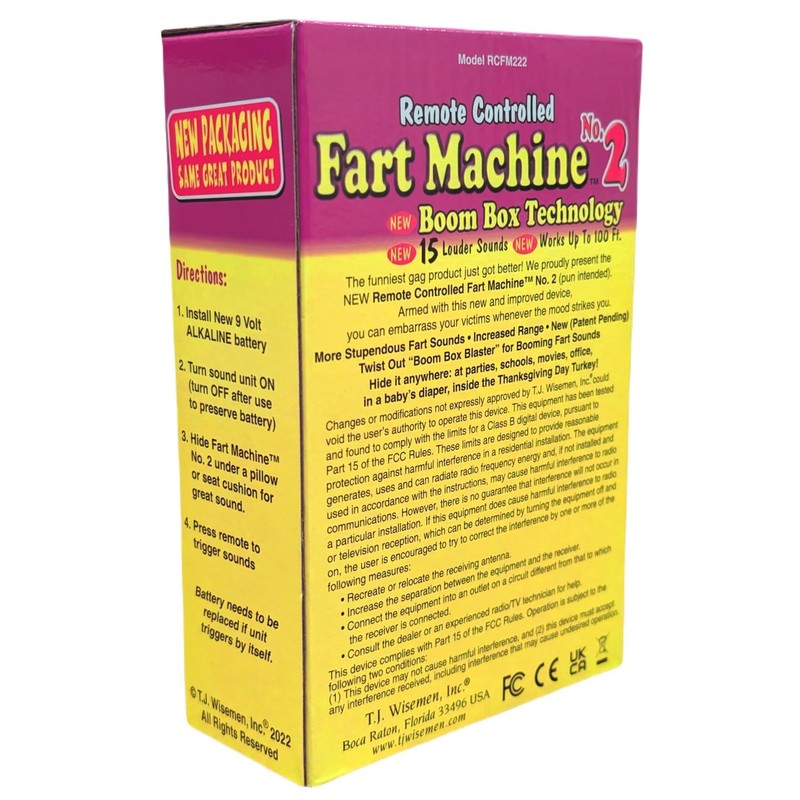 T.J. Wisemen, Inc. Remote Controlled Fart Machine #2 with Boom