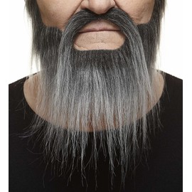 Mustaches Self Adhesive, Novelty, Hipster Fake Beard and Fake Mustache, False Facial Hair, Costume Accessory for Adults, Salt and Pepper Color