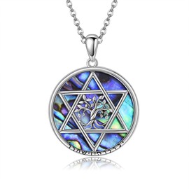DAYLINLOVE Jewish Star Of David Necklace 925 Sterling Silver Tree Of Life Pendant Necklaces Judeo Christian Religious Star Of David Jewelry Religion Gifts For Women Men Girls
