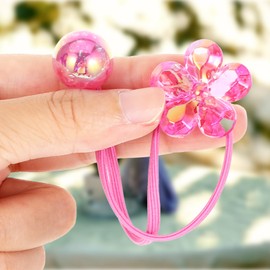 20 Pcs Hair Balls for Girls Colorful Hair Ties with Balls and Camellia Bead Cute Elastic Rubber Band Bubble No Damage Ponytail Holders for Toddler Girls (6 Colors)