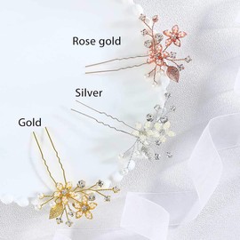Campsis Wedding Hair Pins Rhinestone Wedding Hair Accessories for Bridal Flower Crystal Wedding Hair Pieces Handmade Bridal Hair Pin Bridesmaids for Women and Girls (D)