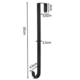 Yumatch 2 PCS Christmas Wreath Door Hanger Metal Wreath Hanger 30 x 5 CM Wreath Door Hangers Wreath Metal Hanger Hooks for Christmas Wreath Display, Black Hanger