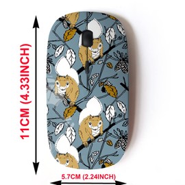 mouse inalámbrico 2.4G con bonito diseño de patrón para todos los portátiles y computadoras de computadora con nano receptor, bosque ardilla