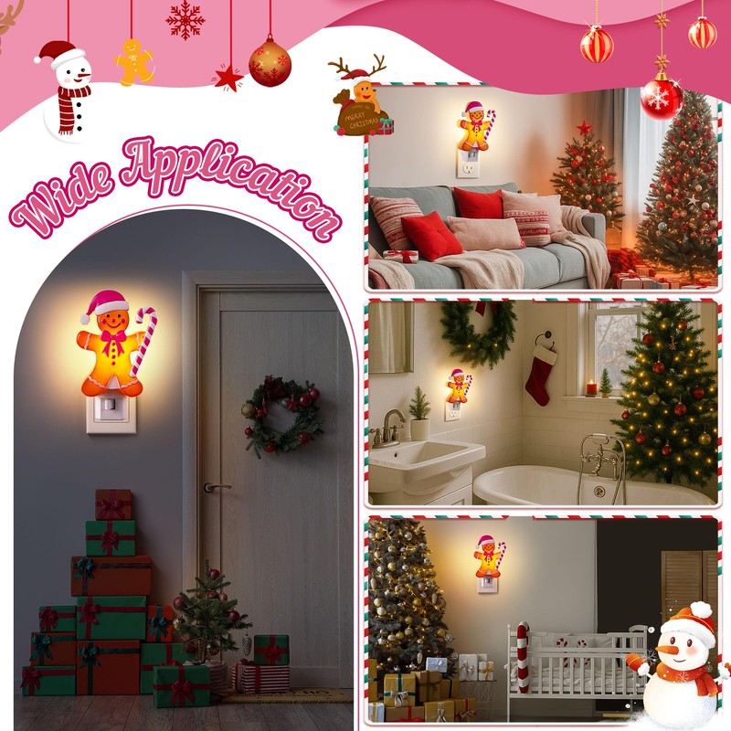 Pink Gingerbread Night Light, Christmas Pink Gingerbread Man Night Light