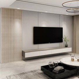 Art3d Slat Wall Panel8-Pack 96x6in Covering 32sq.ftWPC Acoustic Diffuser Panel - White Ash