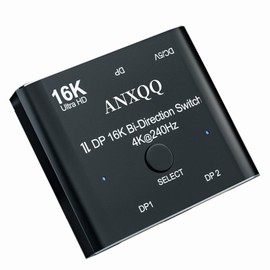 Displayport Switch, 16K Displayport Splitter 2 in 1 Out Displayport Splitter Bi Directional 8K@120Hz 4K@240Hz, Displayport Switcher 1 in 2 Out 16K DP Video Converter