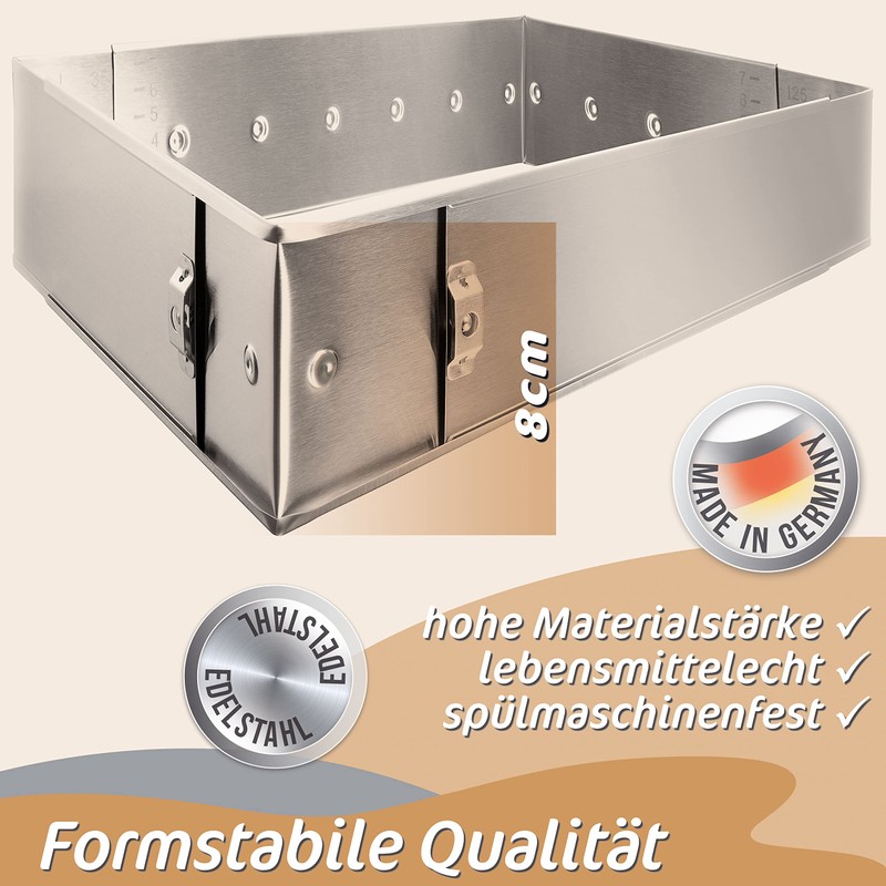 4smile Rectangular Adjustable Baking Frame - Stainless Steel Rectangular Baking
