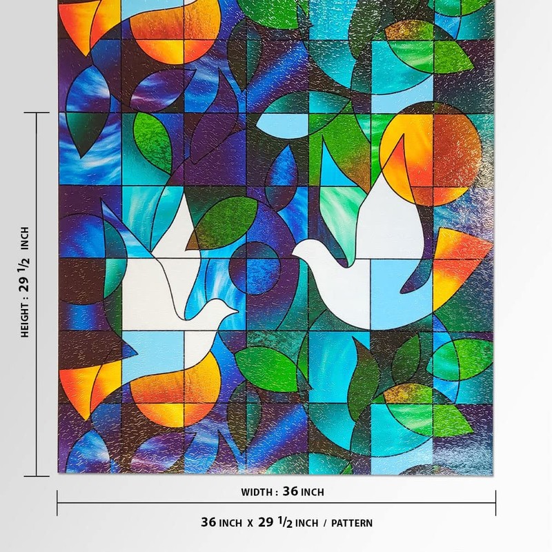 BDF 3DV Window Film Dove Stained Glass (36in X 59in