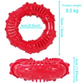Ring Dog Chew Toy,Chew Toys for Aggressive Chewers,Non-Toxic Natural Rubber Indestructible Dog Toys for Small Medium Large Dogs - Fun to Chew, Chase and Fetch (Red)