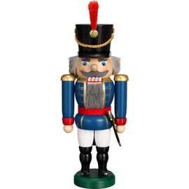 Seiffener Volkskunst Nutcracker Husar 28 cm Made in Germany (Blue)