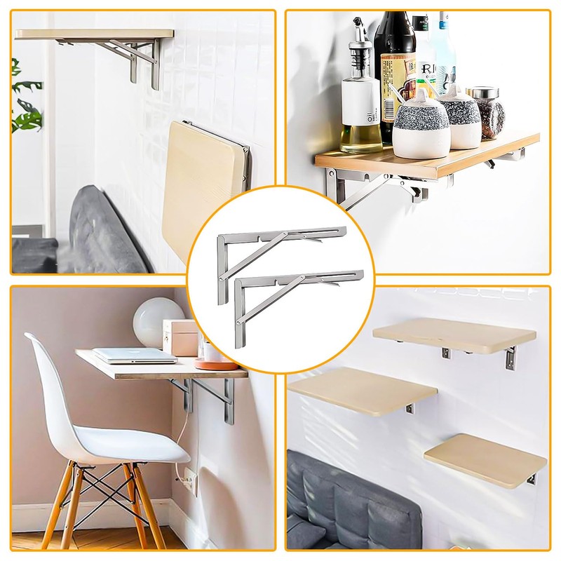 MINISOISO Folding Console Heavy Duty 350 mm Shelf Holder Stainless