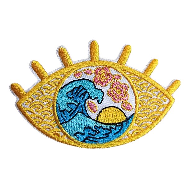 Great Wave and Sunrise in Eye Iron/Sew on Patch, Soft
