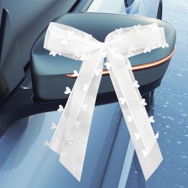 pawpoem 10 Stück Autoschleifen Hochzeit Autoschmuck, Romantische Schleifen Auto Hochzeit aus Organza & Satinband für Autodeko, Hochzeitsdeko Auto, Geschenke & Festliche Hochzeit Deko