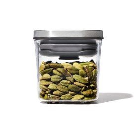 OXO Airtight Storage Container, 0.2L Stainless Steel Pop Container, Mini Square, Mini Gray