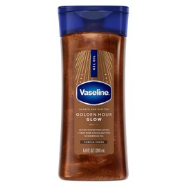 Vaseline Glazed & Glisten Golden Hour Body Gel Oil, Vanilla Cocoa Shimmer with Ultra-Hydrating Lipids & 100% Cocoa Butter, 6.8 oz