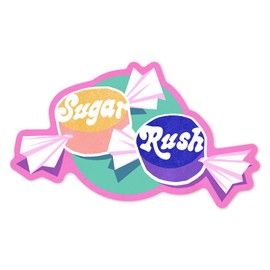 Die Cut Sticker Tasty Treats Collection, Taffy, Sugar Rush, Contour Vinyl Sticker 3 to 6 inches, (Waterproof Decal for Cars, Water Bottles, Laptops, Coolers), Large