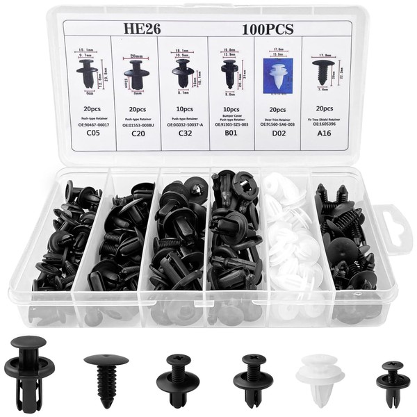 OFKPO 100pcs Car Screws Kit, Plastic Rivets Fasteners, for Retainer