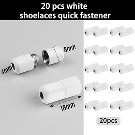 Hengxinc 20 PCS Metal Capsule Shoelace Buckle Black White Metal Shoelace Connector Adult Lazy Laces Buckle Kinder Thick Shoelace Buckle Lock for Sneakers Casual Shoes (White)